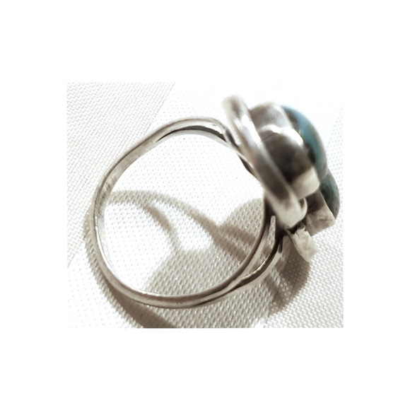 Vtg Navajo Double Nugget Turquoise Statement Ring 925 Sterling Silver Sz 7 - Picture 13 of 16